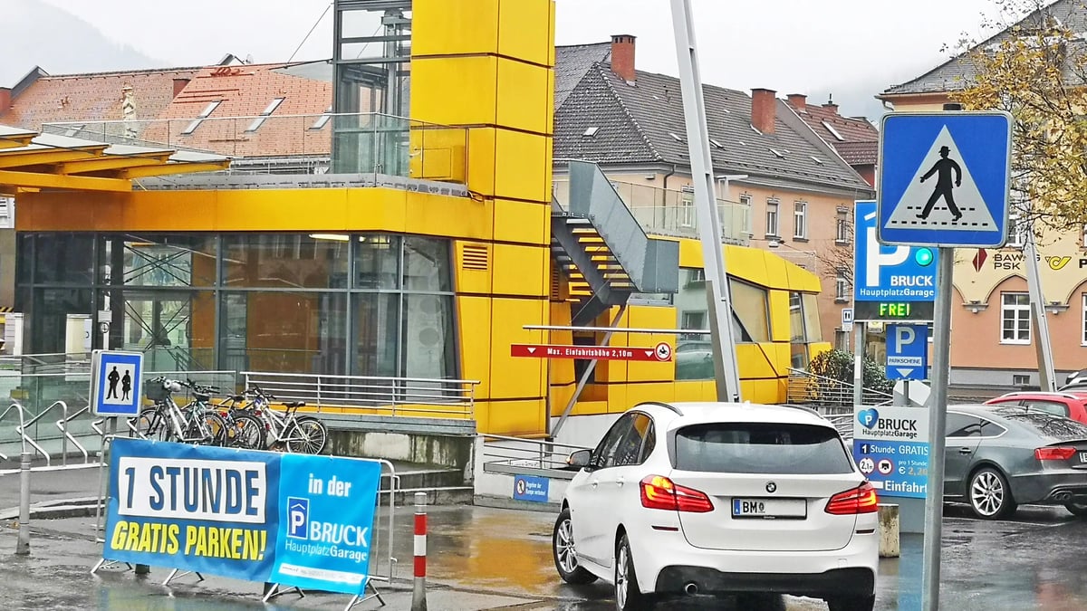 Hauptplatzgarage in Bruck an der Mur, mit der Parksoftware von Arivo ausgestattet