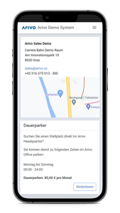 Arivo Webshop für kostenpflichtige Parkgaragen