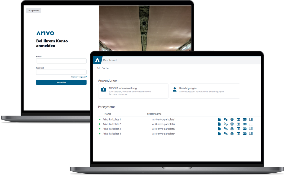 Interface der Arivo Parking Management Software 