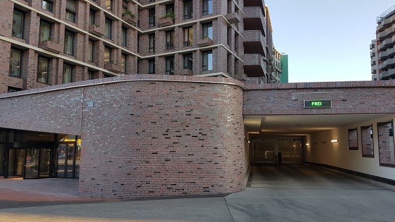 Entrance to the parking garage of The Brick, equipped with Arivo`s technology