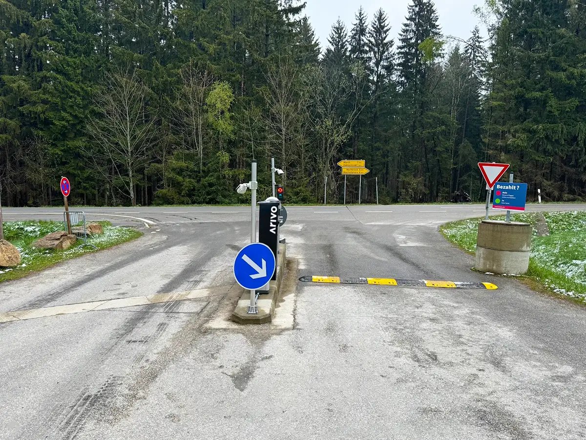 Car park entrance & exit at the Geisskopfbahn in Germany