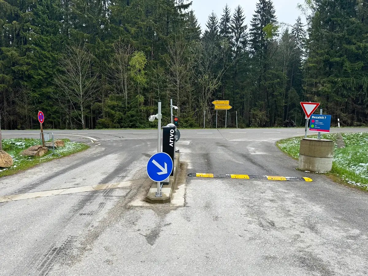 Parkplatz Ausfahrt bei der Geisskopfbahn in Deutschland