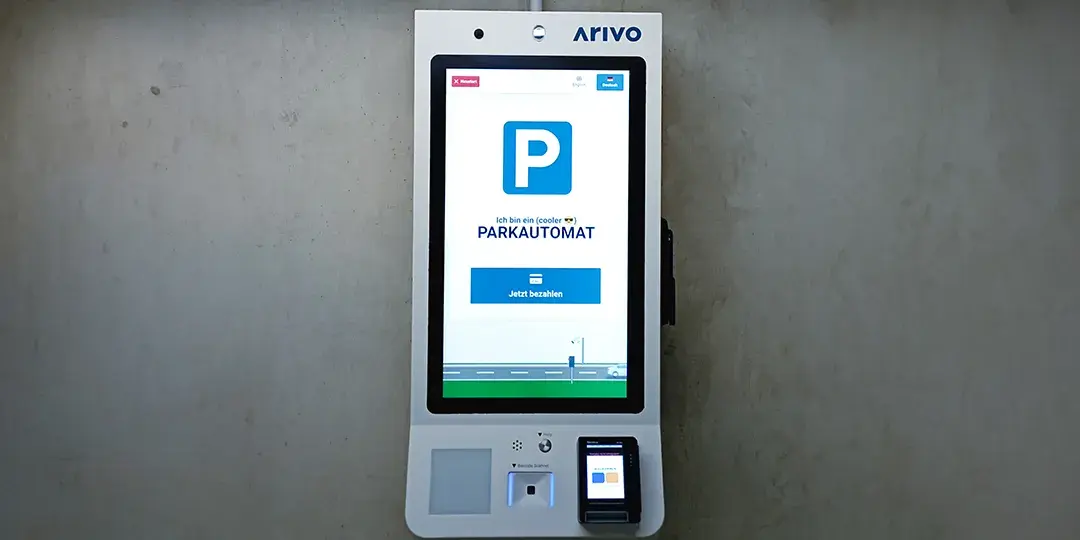 Arivo Cashless Payment Terminal in a parking garage