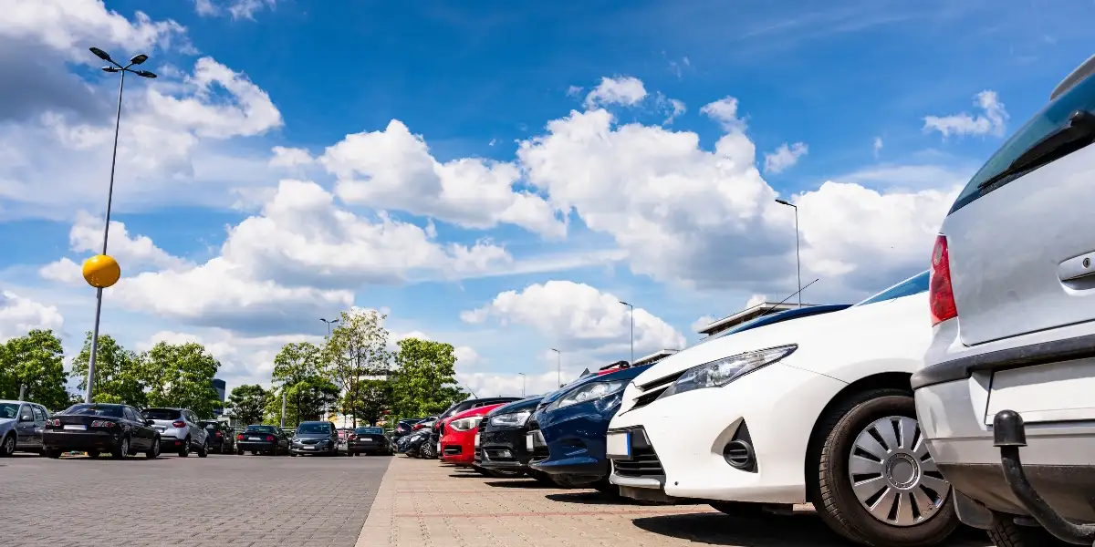 Outdoor parking space with cars